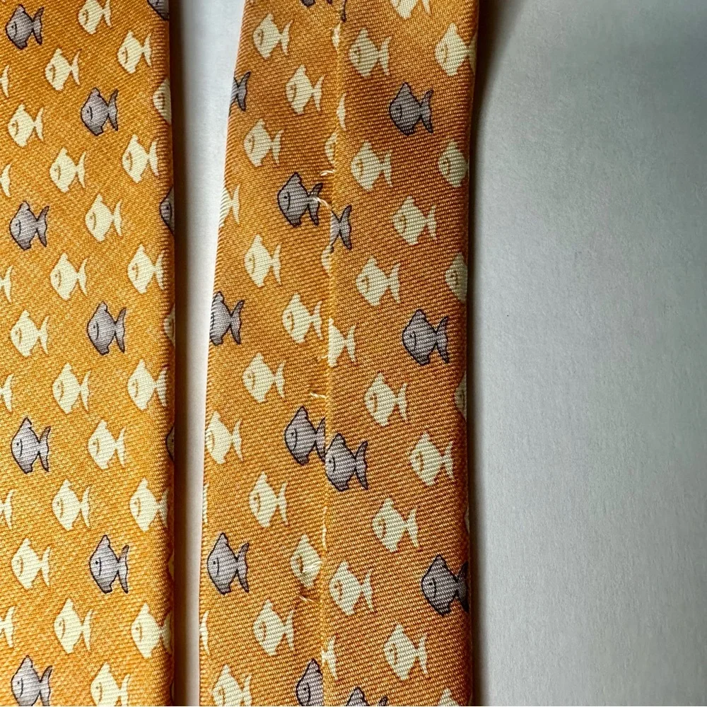 Carlo Palazzi Golden Collection Swimming Fish Classic Silk Tie 3.75”